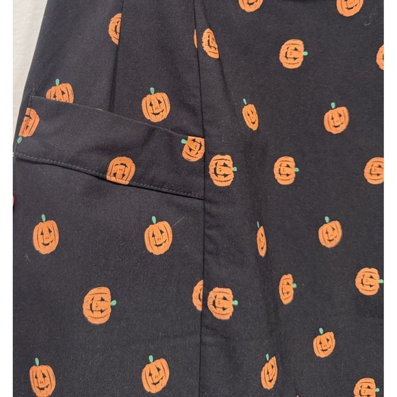 Unique Vintage Suspender Pumpkin Pencil Dress Large 10 12 Halloween Retro Pin Up - Picture 4 of 8